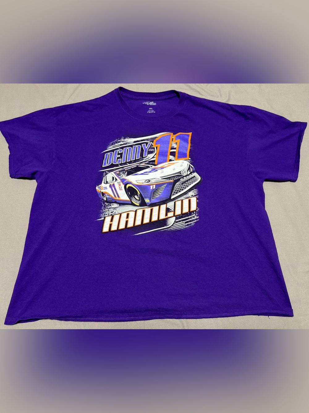 NASCAR Denny Hamlin Double Sided T-Shirt Purple Men's 3XL Joe Gibbs Racing 2020